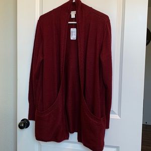Christopher & Banks Size Large Red Maroon Sweater with Pockets NWT!